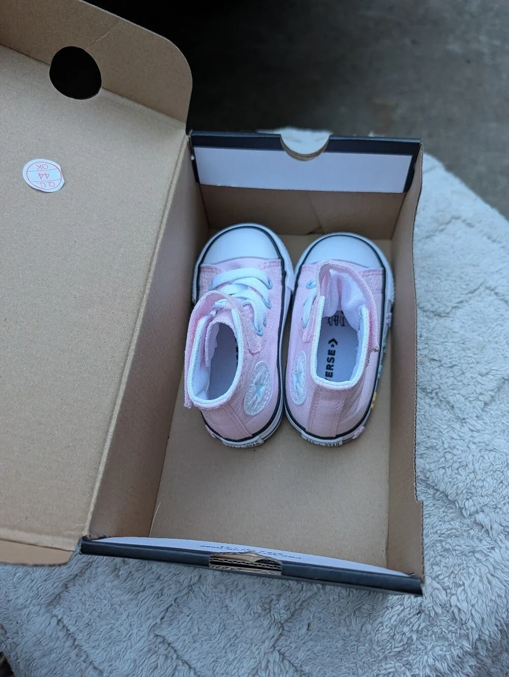 Pink High-Top Canvas Sneakers with Flower Accents Baby Size 5 NWT